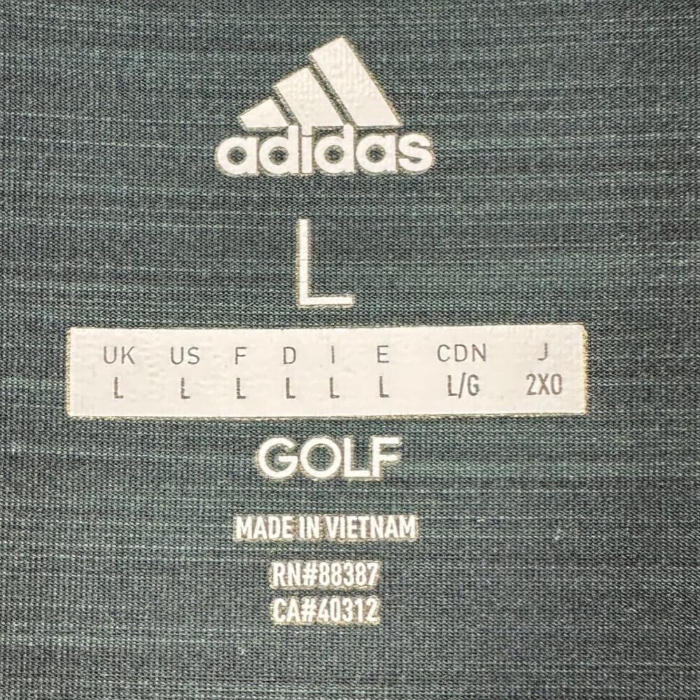Adidas Golf Mens Polo Shirt Large Black Heather Athletic Short Sleeve Logo Rugby - Picture 4 of 7